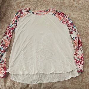 Cream Asymmetrical Long Sleeve Swim Coverup